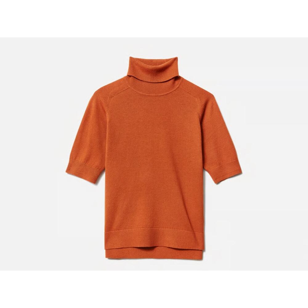 Everlane wool cotton orange rust turtleneck sweater top size medium